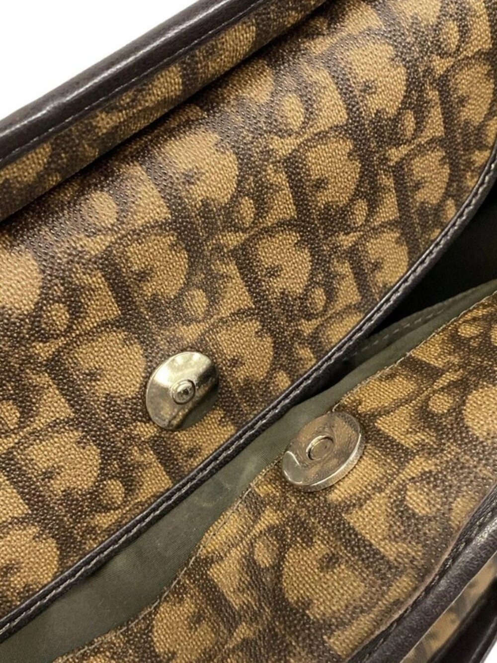 DIOR/ChristianDior Romantic/Trotter Dark Brown Brown Leather Tote Bag - Picture 11 of 16